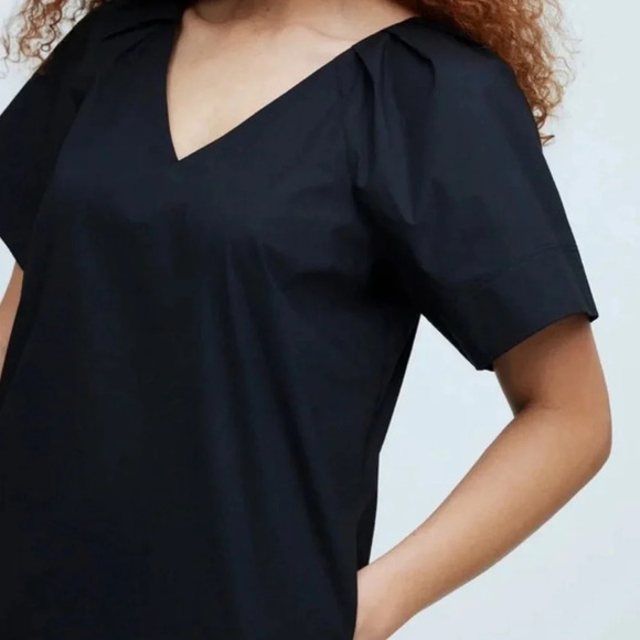 Madewell V-Neck Mini Shirt Dress in True Black Size Medium - Picture 5 of 6